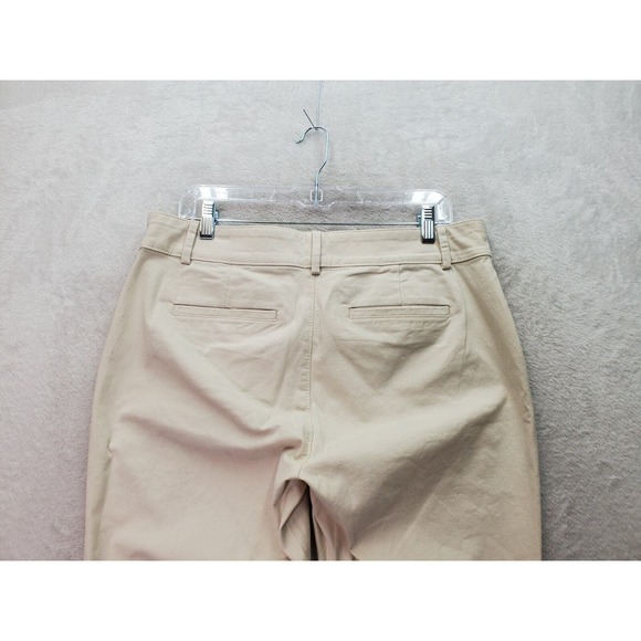 LOFT Cropped Pants Women's Petite 12 Tan Cotton Pockets Flat‎ Front Straight Leg - Picture 5 of 7